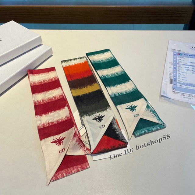 Dior專櫃新款迪奧雙面斜紋真絲束發帶飄帶款可當小圍巾綁頭髮綁手袋 mmyj1646